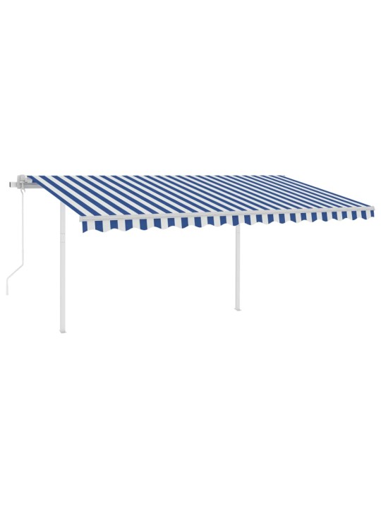 Automatická markýza LED a senzor větru 4,5 x 3 m modrobílá