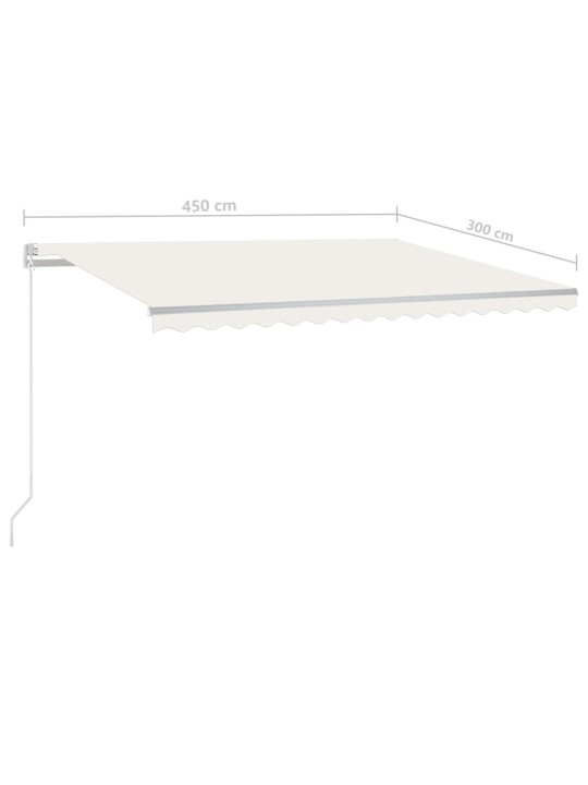 Automatická markýza LED a senzor větru 4,5 x 3 m krémová