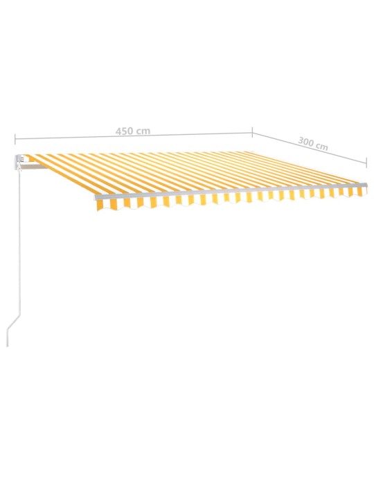 Automatická markýza LED a senzor větru 4,5 x 3 m žlutobílá