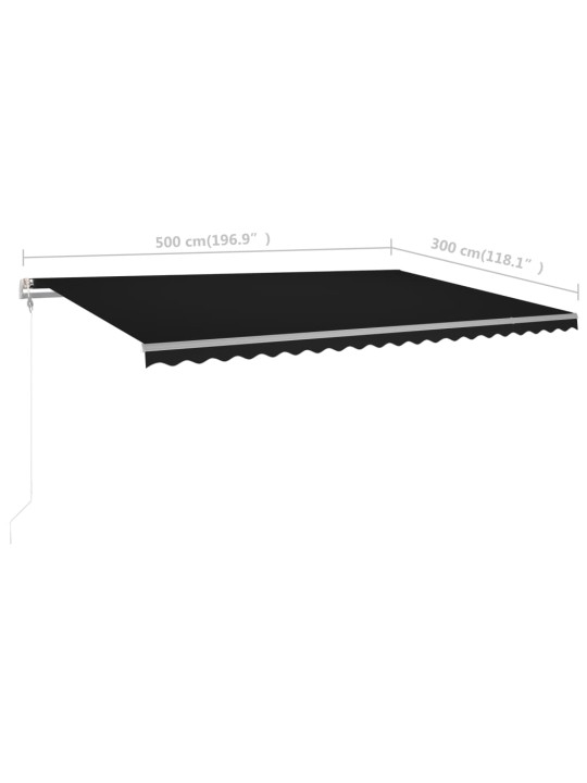 Ručně zatahovací markýza se sloupky 5 x 3 m antracitová