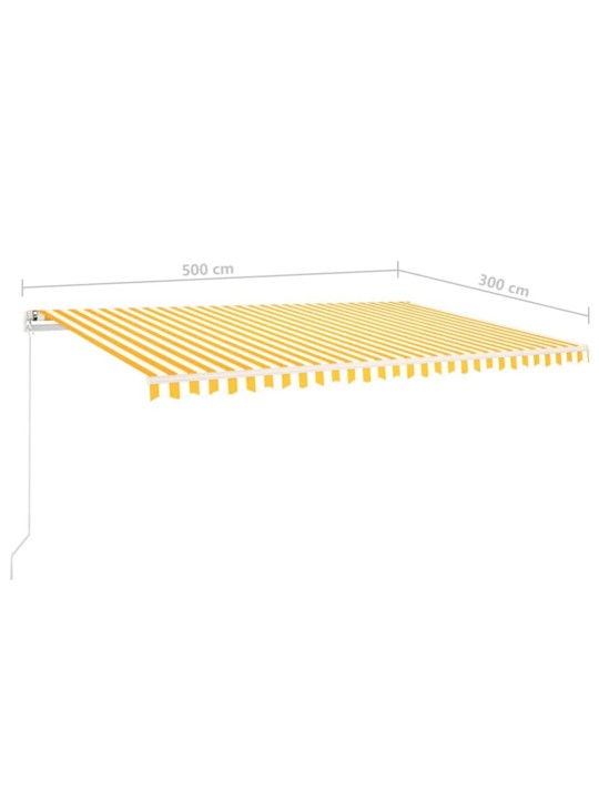 Ručně zatahovací markýza s LED světlem 5 x 3 m žlutobílá