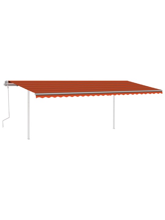 Ručně zatahovací markýza se sloupky 6 x 3 m oranžovo-hnědá