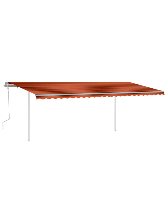 Ručně zatahovací markýza se sloupky 6 x 3 m oranžovo-hnědá