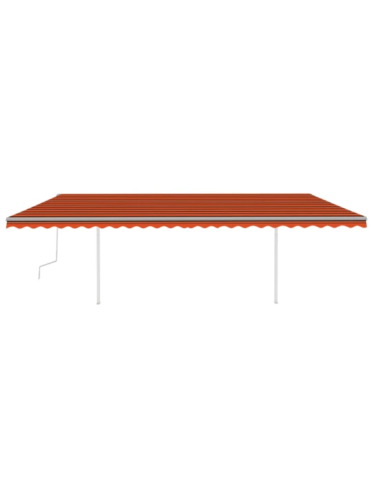 Ručně zatahovací markýza se sloupky 6 x 3 m oranžovo-hnědá
