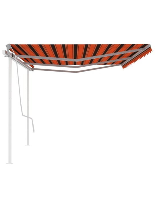 Ručně zatahovací markýza se sloupky 6 x 3 m oranžovo-hnědá