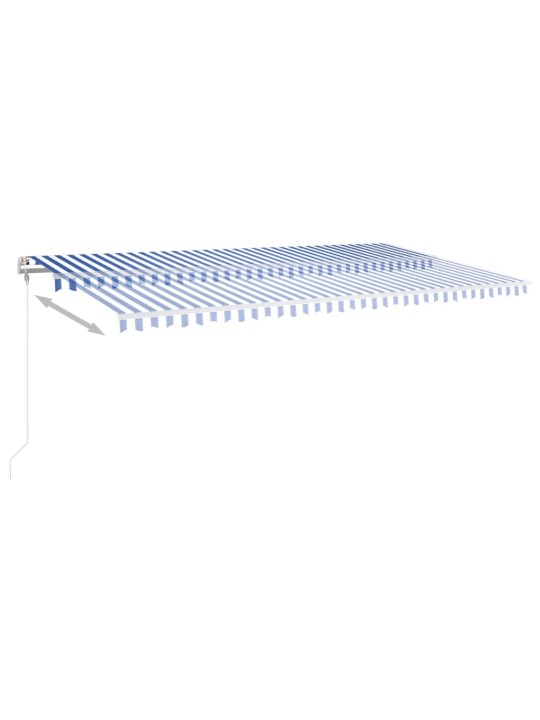 Ručně zatahovací markýza s LED světlem 6 x 3 m modrobílá