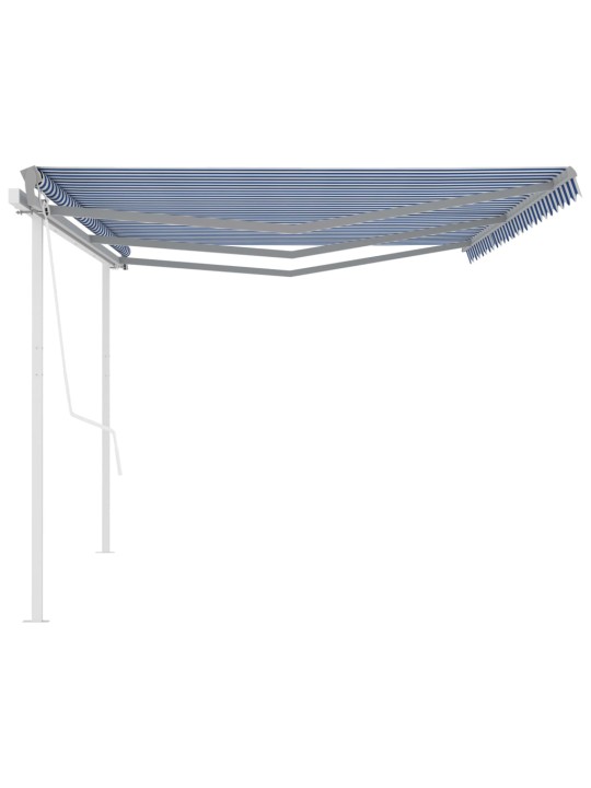 Automatická zatahovací markýza se sloupky 6 x 3 m modrobílá