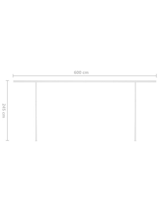 Automatická zatahovací markýza se sloupky 6 x 3 m krémová
