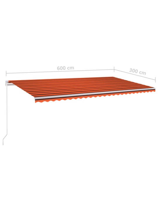 Automatická zatahovací markýza se sloupky 6 x 3 m oranžovohnědá