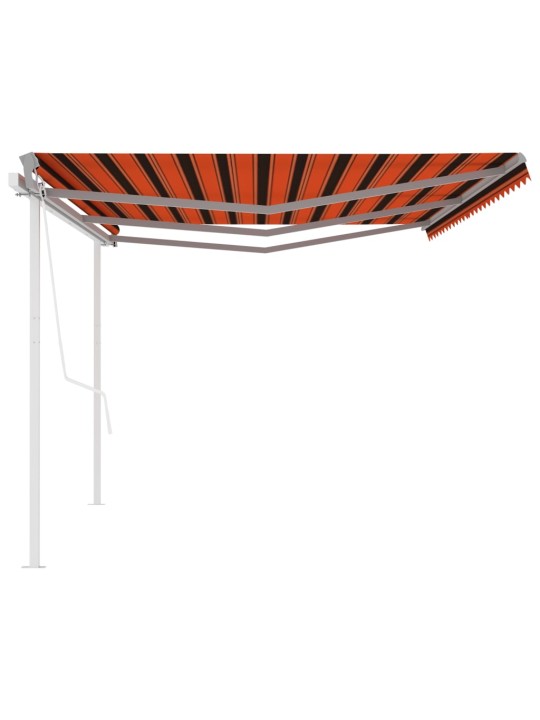 Automatická zatahovací markýza se sloupky 6 x 3 m oranžovohnědá