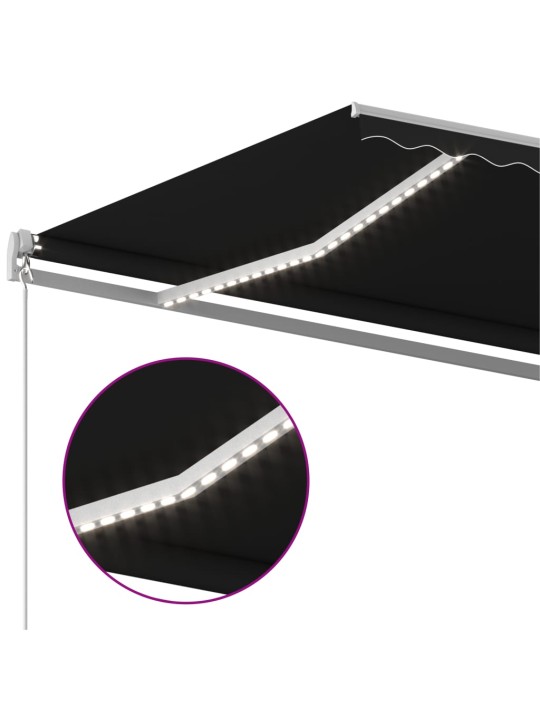 Automatická markýza LED a senzor větru 6 x 3 m antracitová