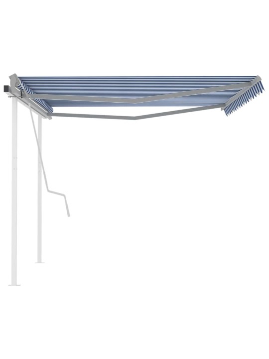 Ručně zatahovací markýza se sloupky 4 x 3,5 m modrobílá