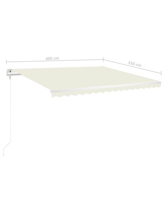 Ručně zatahovací markýza s LED světlem 4 x 3,5 m krémová