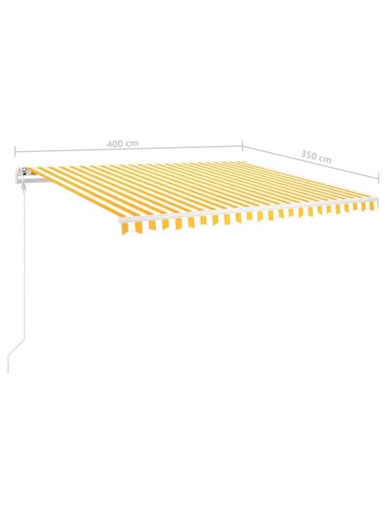 Ručně zatahovací markýza s LED světlem 4 x 3,5 m žlutobílá