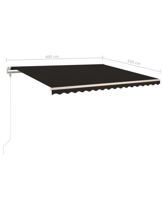 Ručně zatahovací markýza s LED světlem 4 x 3,5 m antracitová