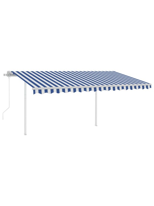 Automatická zatahovací markýza se sloupky 4 x 3,5 m modrobílá