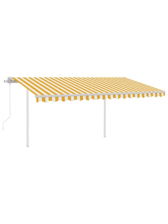 Automatická zatahovací markýza se sloupky 4 x 3,5 m žlutobílá