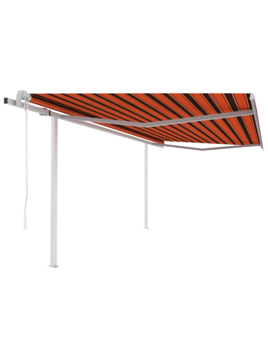 Automatická zatahovací markýza se sloupky 4x3,5 m oranžovohnědá