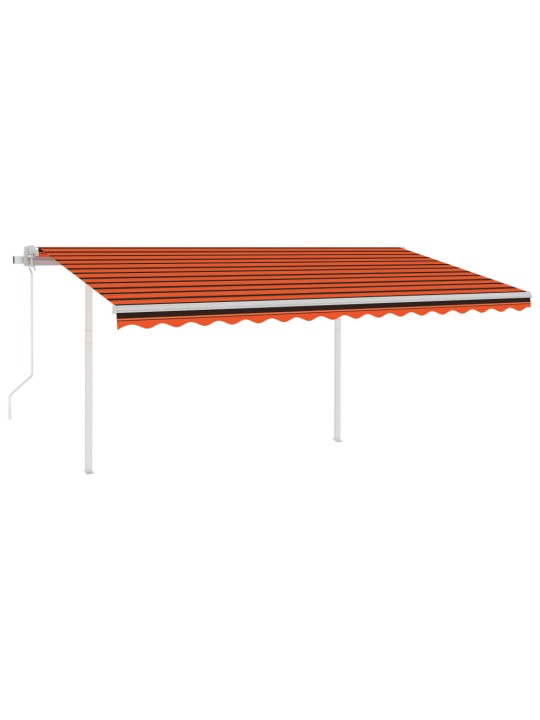 Automatická zatahovací markýza se sloupky 4x3,5 m oranžovohnědá