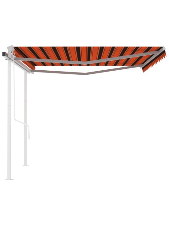 Automatická zatahovací markýza se sloupky 4x3,5 m oranžovohnědá