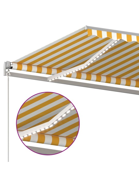 Automatická markýza LED a senzor větru 4x3,5 m žlutobílá