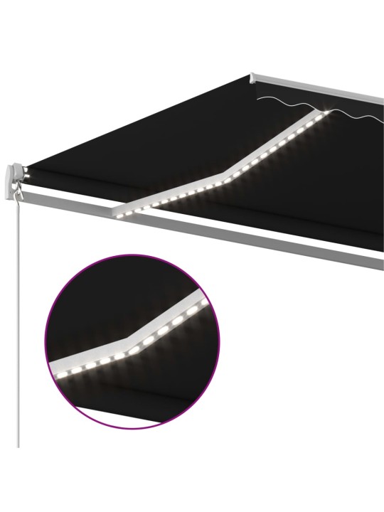 Automatická markýza LED a senzor větru 4x3,5 m antracitová