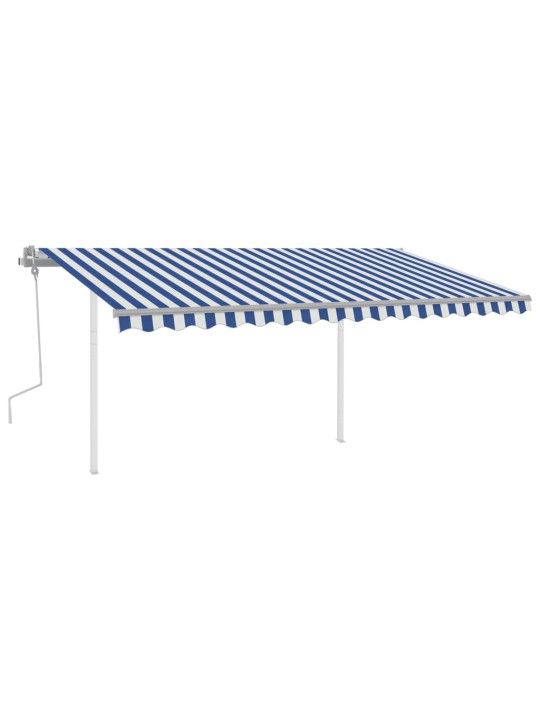 Ručně zatahovací markýza se sloupky 4,5 x 3,5 m modrobílá