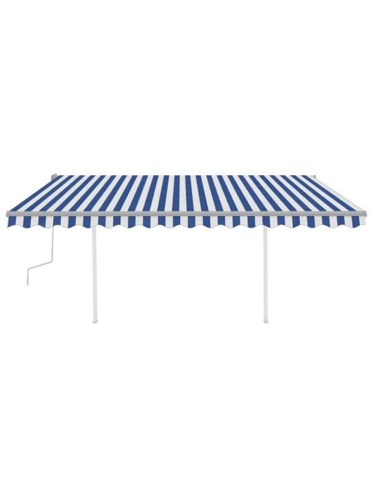 Ručně zatahovací markýza se sloupky 4,5 x 3,5 m modrobílá