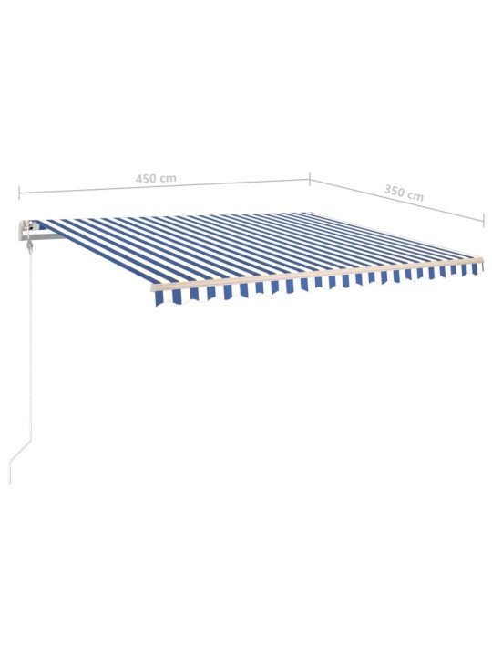 Ručně zatahovací markýza se sloupky 4,5 x 3,5 m modrobílá