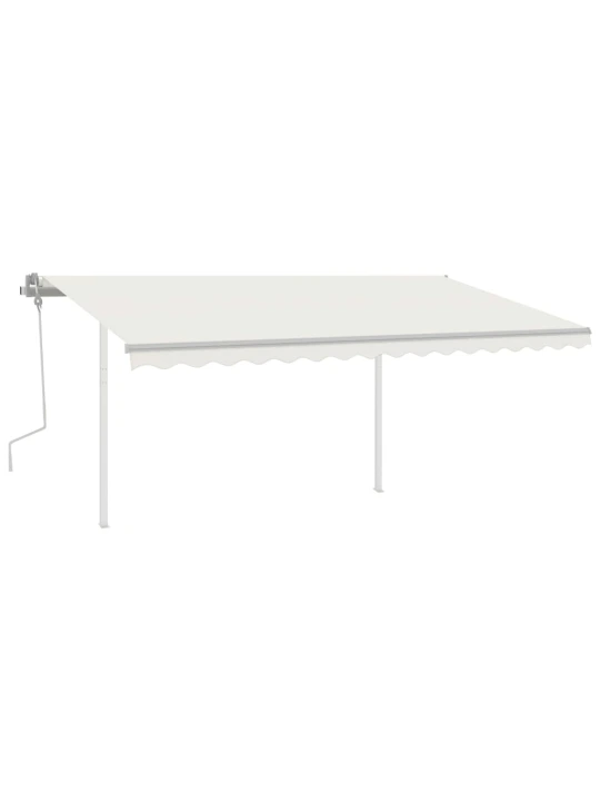 Ručně zatahovací markýza se sloupky 4,5 x 3,5 m krémová