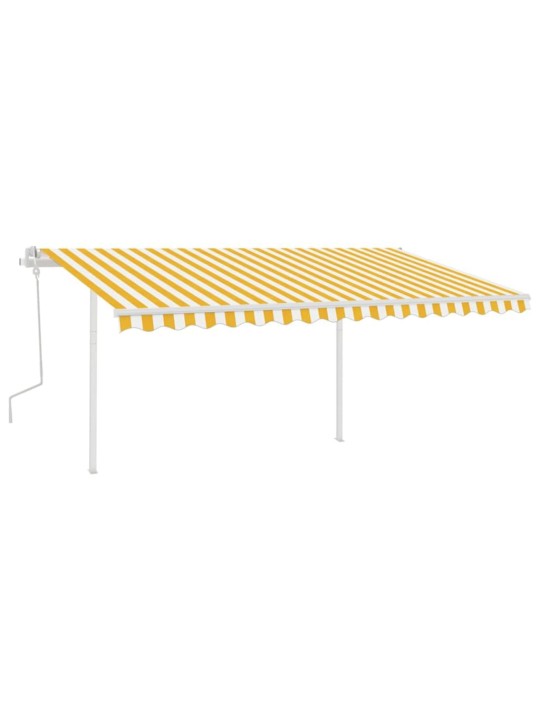Ručně zatahovací markýza se sloupky 4,5 x 3,5 m žlutobílá