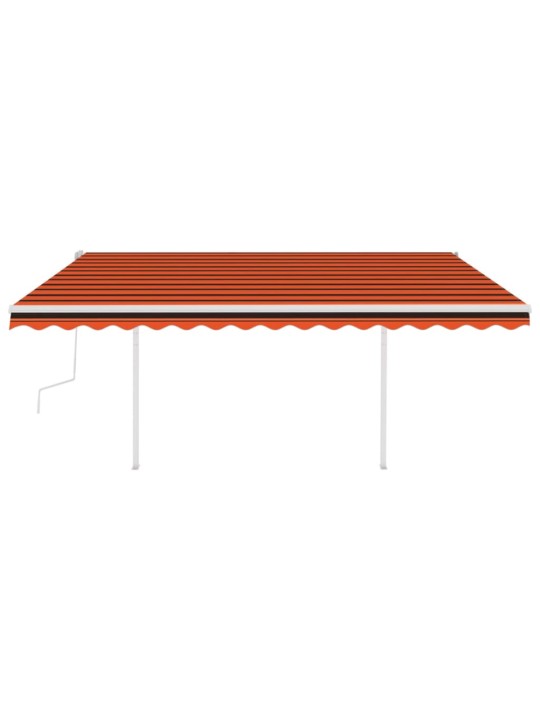Ručně zatahovací markýza se sloupky 4,5 x 3,5 m oranžovo-hnědá