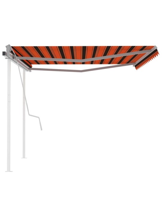 Ručně zatahovací markýza se sloupky 4,5 x 3,5 m oranžovo-hnědá