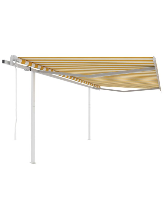 Automatická zatahovací markýza se sloupky 4,5 x 3,5 m žlutobílá