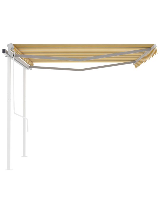 Automatická zatahovací markýza se sloupky 4,5 x 3,5 m žlutobílá