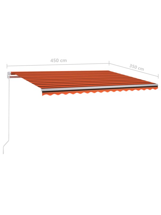 Automatická markýza LED a senzor větru 4,5x3,5 m oranžovo-hnědá