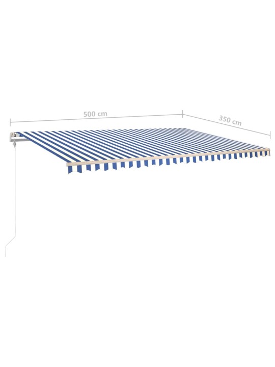 Ručně zatahovací markýza s led světlem 5 x 3,5 m modrobílá