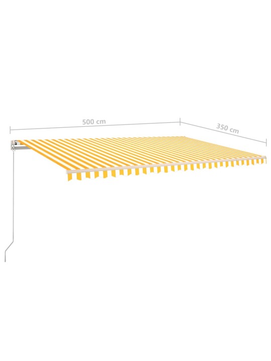 Ručně zatahovací markýza s led světlem 5 x 3,5 m žlutobílá