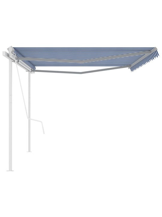Automatická zatahovací markýza se sloupky 5 x 3,5 m modrobílá