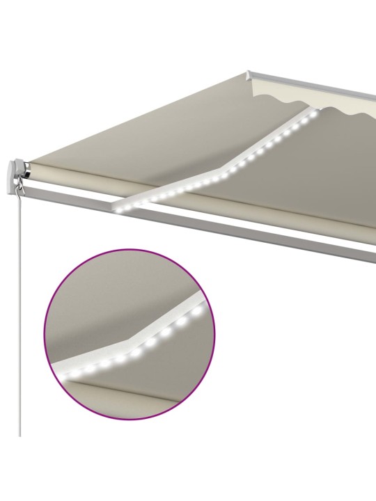 Automatická markýza LED a senzor větru 5 x 3,5 m krémová