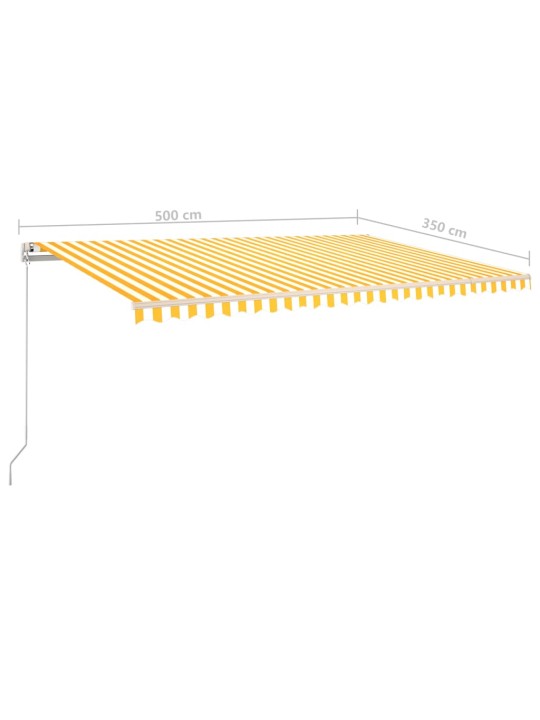 Automatická markýza LED a senzor větru 5 x 3,5 m žlutobílá