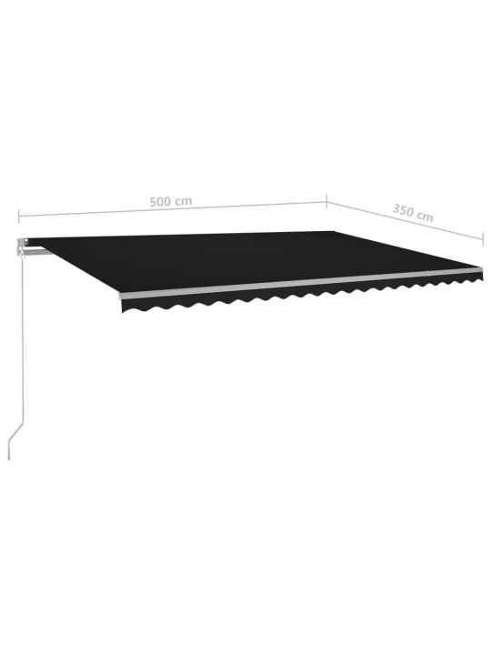Automatická markýza LED a senzor větru 5 x 3,5 m antracitová