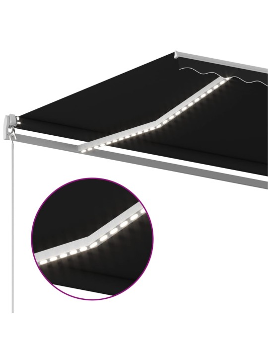 Automatická markýza LED a senzor větru 5 x 3,5 m antracitová
