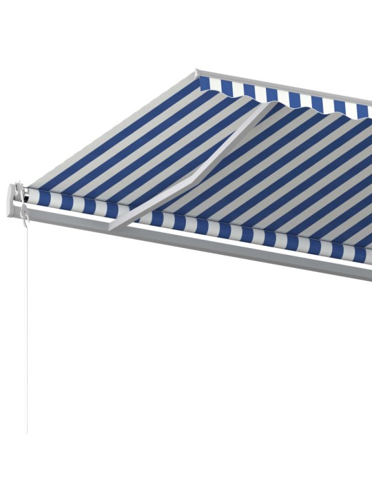 Ručně zatahovací markýza se sloupky 6 x 3,5 m modrobílá