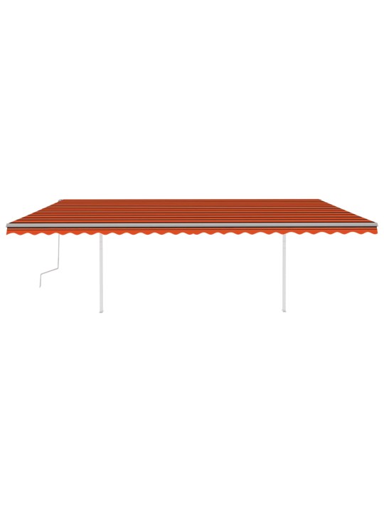 Ručně zatahovací markýza se sloupky 6 x 3,5 m oranžovo-hnědá