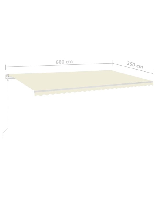 Ručně zatahovací markýza s led světlem 6 x 3,5 m krémová