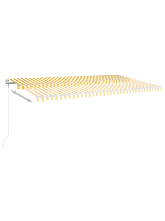 Ručně zatahovací markýza s led světlem 6 x 3,5 m žlutobílá