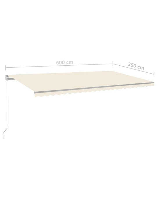 Automatická markýza LED a senzor větru 6 x 3,5 m krémová