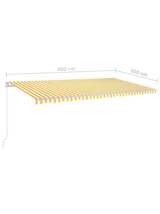 Automatická markýza LED a senzor větru 6 x 3,5 m žlutobílá