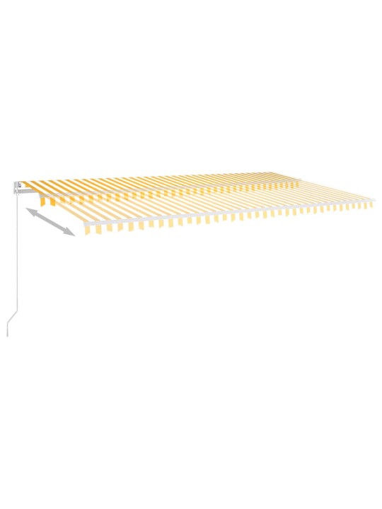 Automatická markýza LED a senzor větru 6 x 3,5 m žlutobílá
